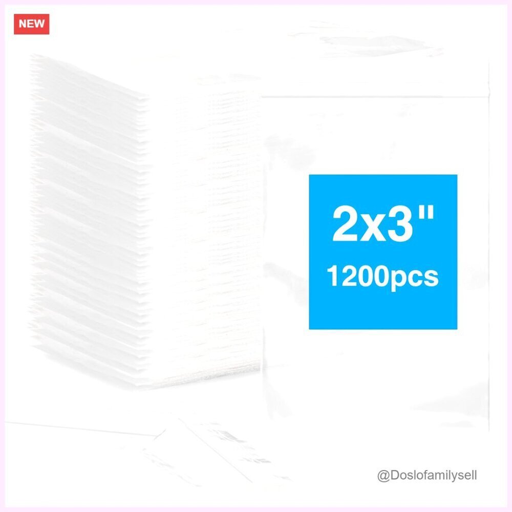 1200pcs 2x3 Clear Plastic Zip Bags, 2 mil Thick Resealable Storage